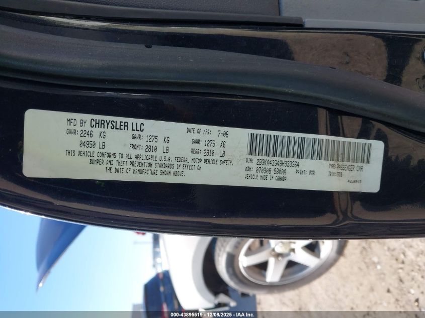2008 Dodge Charger VIN: 2B3KA43G48H333364 Lot: 43895519