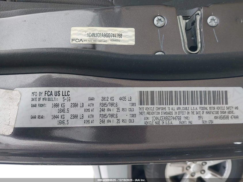 1C4NJCEA9GD744768 2016 JEEP COMPASS photo no. 9