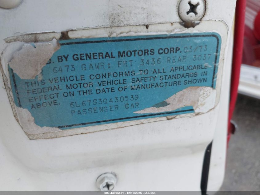 1973 Cadillac Eldorado VIN: 00006L67S30430539 Lot: 43895531