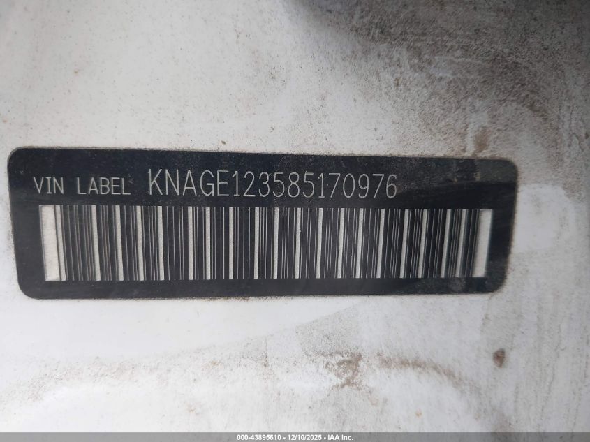 2008 Kia Optima Lx VIN: KNAGE123585170976 Lot: 43895610