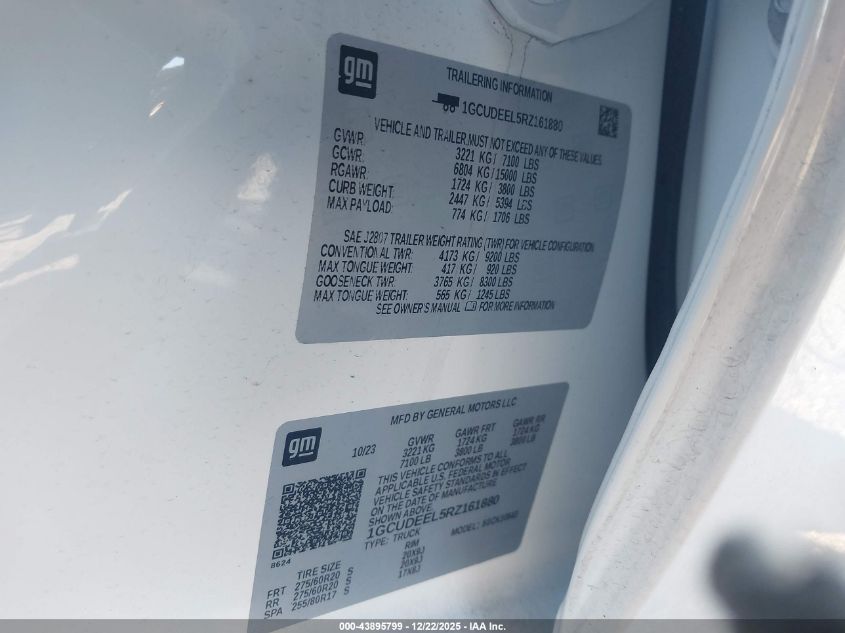 2024 Chevrolet Silverado 1500 4Wd Short Bed Rst VIN: 1GCUDEEL5RZ161880 Lot: 43895799