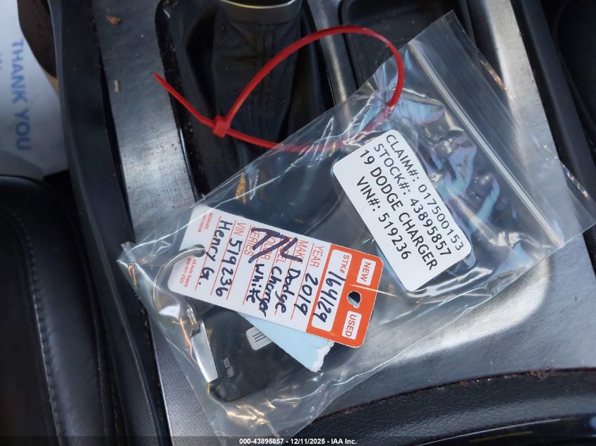 2019 Dodge Charger Scat Pack Rwd VIN: 2C3CDXGJ9KH519236 Lot: 43895857