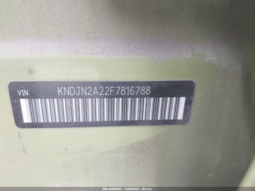 2015 Kia Soul VIN: KNDJN2A22F7816788 Lot: 43895923
