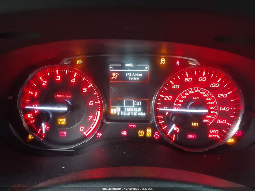 2016 Subaru Wrx Limited VIN: JF1VA1J61G8803459 Lot: 43896001