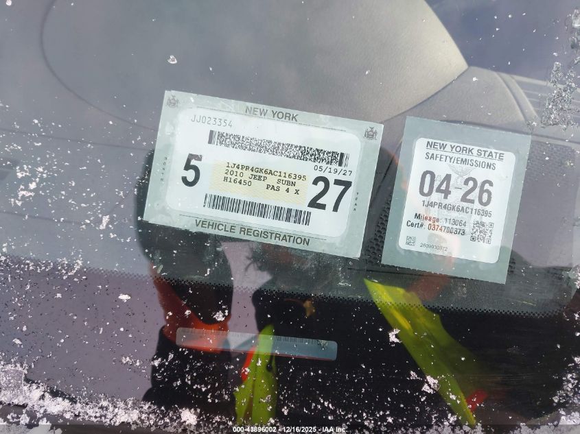 2010 Jeep Grand Cherokee Laredo VIN: 1J4PR4GK6AC116395 Lot: 43896002