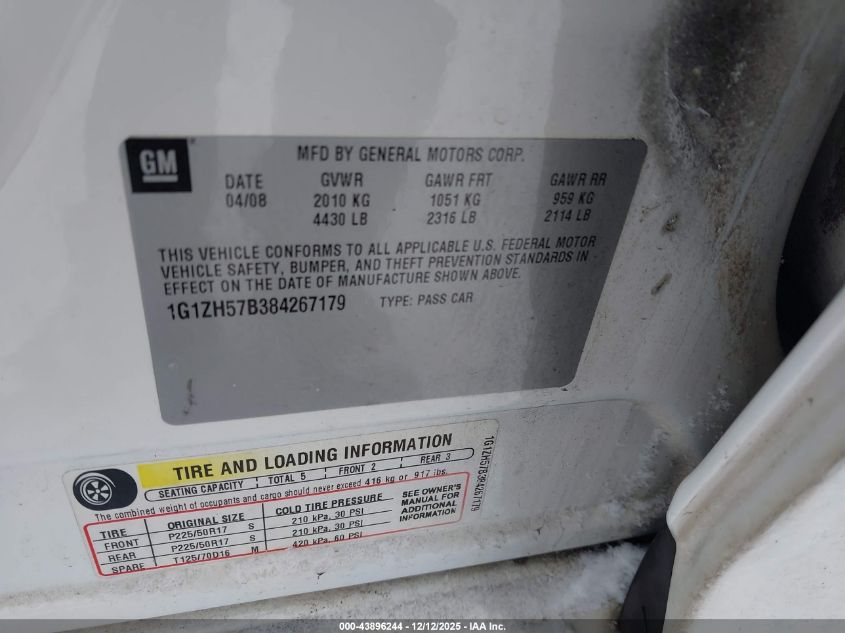 2008 Chevrolet Malibu Lt VIN: 1G1ZH57B384267179 Lot: 43896244