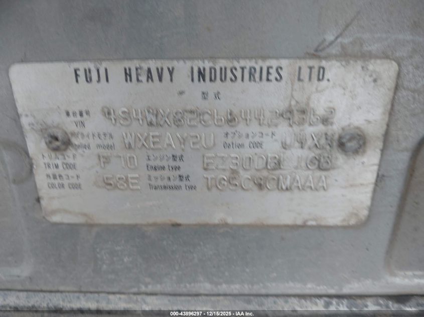 2006 Subaru B9 Tribeca Base 5-Passenger VIN: 4S4WX82C664429362 Lot: 43896297