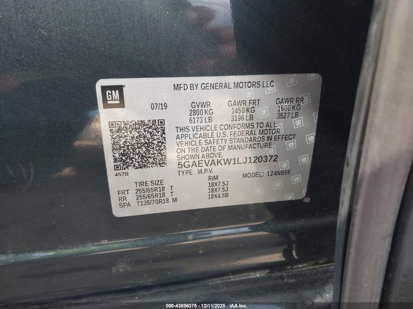 2020 Buick Enclave Awd Essence VIN: 5GAEVAKW1LJ120372 Lot: 43896375