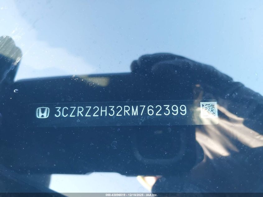 2024 Honda Hr-V Awd Lx VIN: 3CZRZ2H32RM762399 Lot: 43896519