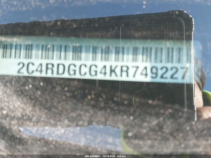 2019 Dodge Grand Caravan Sxt VIN: 2C4RDGCG4KR749227 Lot: 43896601