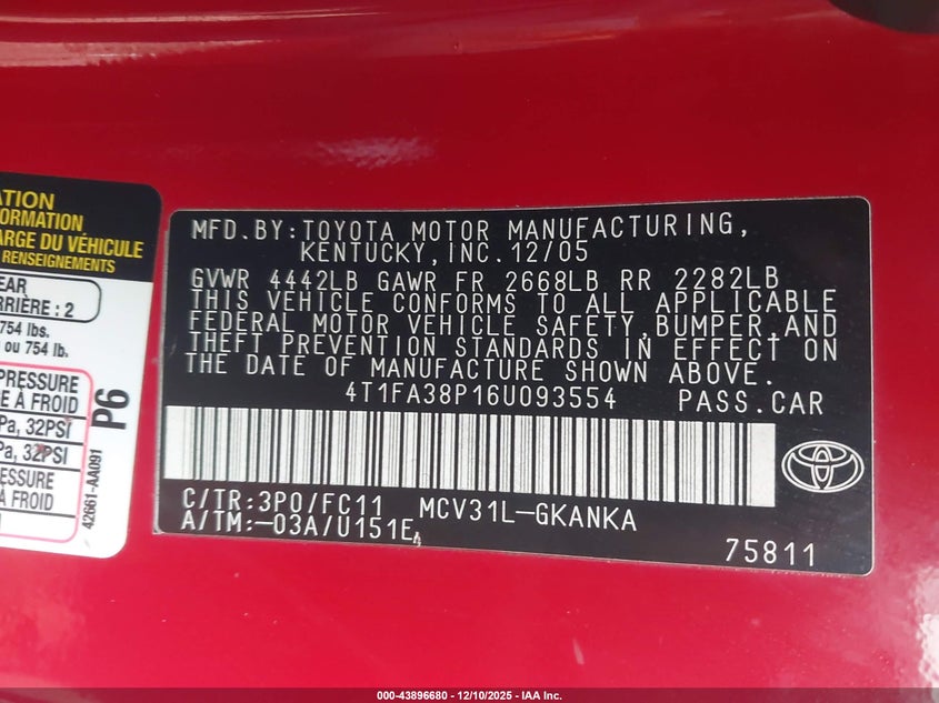 4T1FA38P16U093554 2006 TOYOTA CAMRY SOLARA photo no. 9