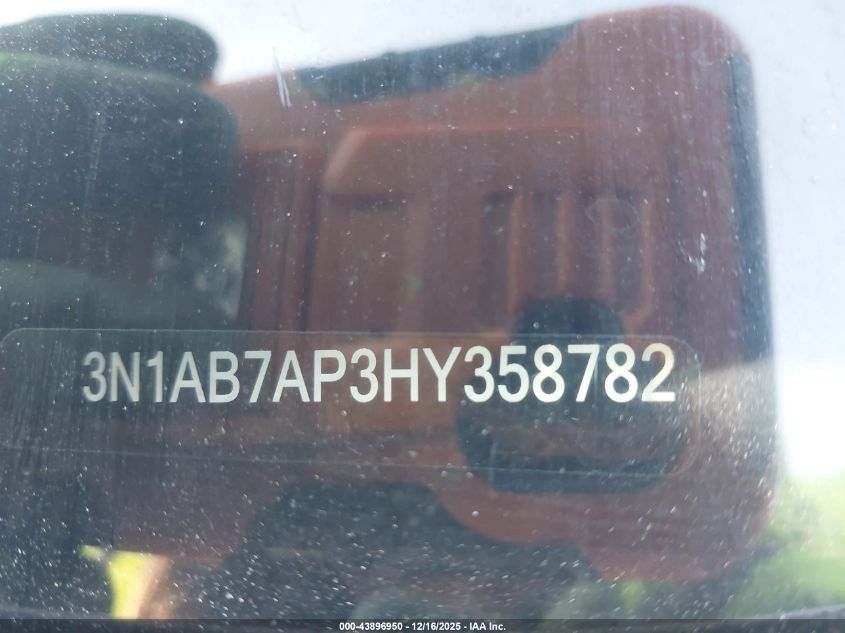 2017 Nissan Sentra Sv VIN: 3N1AB7AP3HY358782 Lot: 43896950