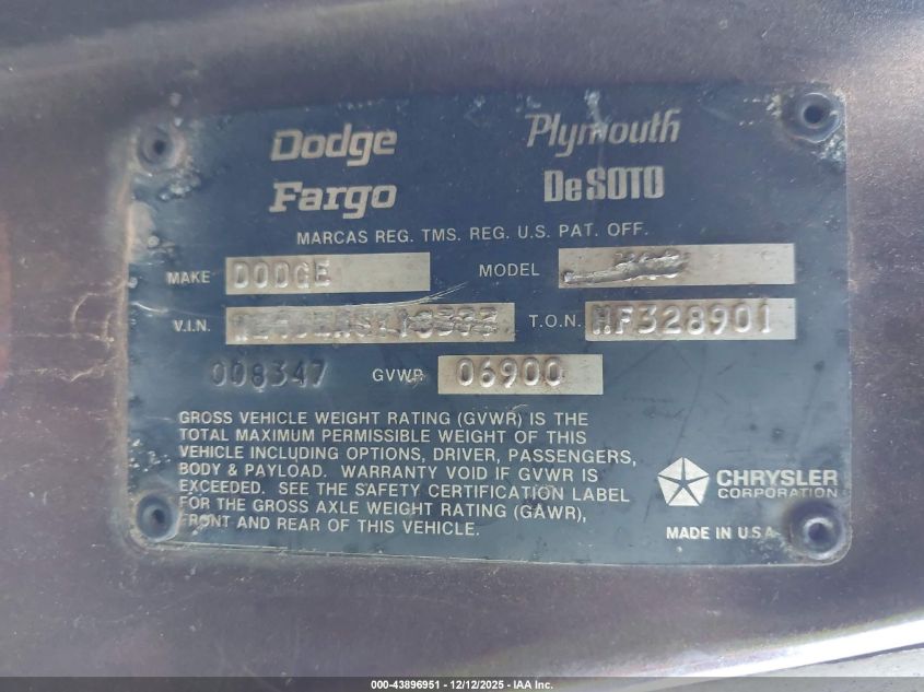 1980 Dodge W-Series VIN: W24JEAS18377 Lot: 43896951