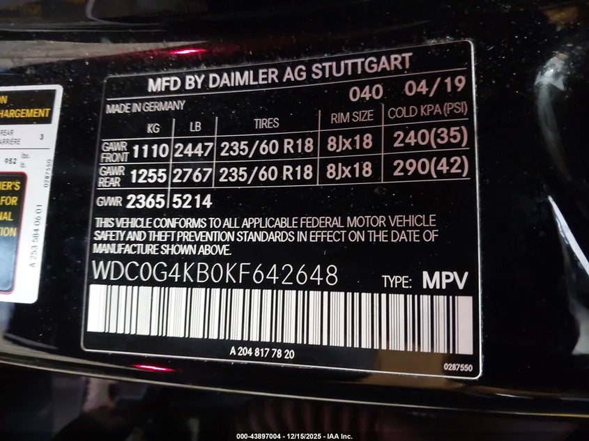 WDC0G4KB0KF642648 2019 MERCEDES-BENZ GLC photo no. 9