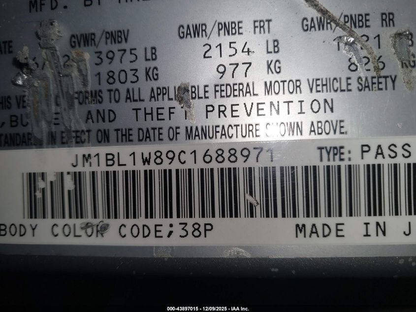 2012 Mazda Mazda3 I Grand Touring VIN: JM1BL1W89C1688971 Lot: 43897015