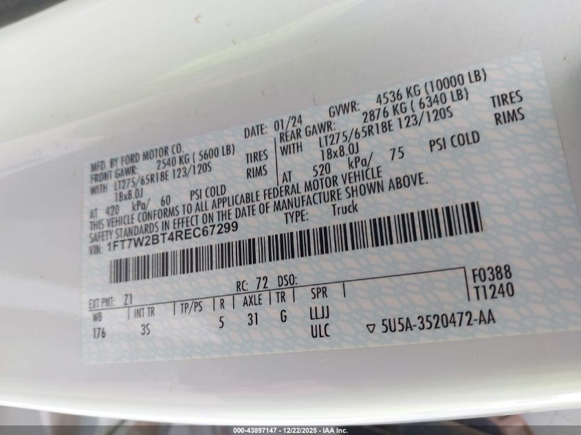 2024 Ford F-250 - 1FT7W2BT4REC67299