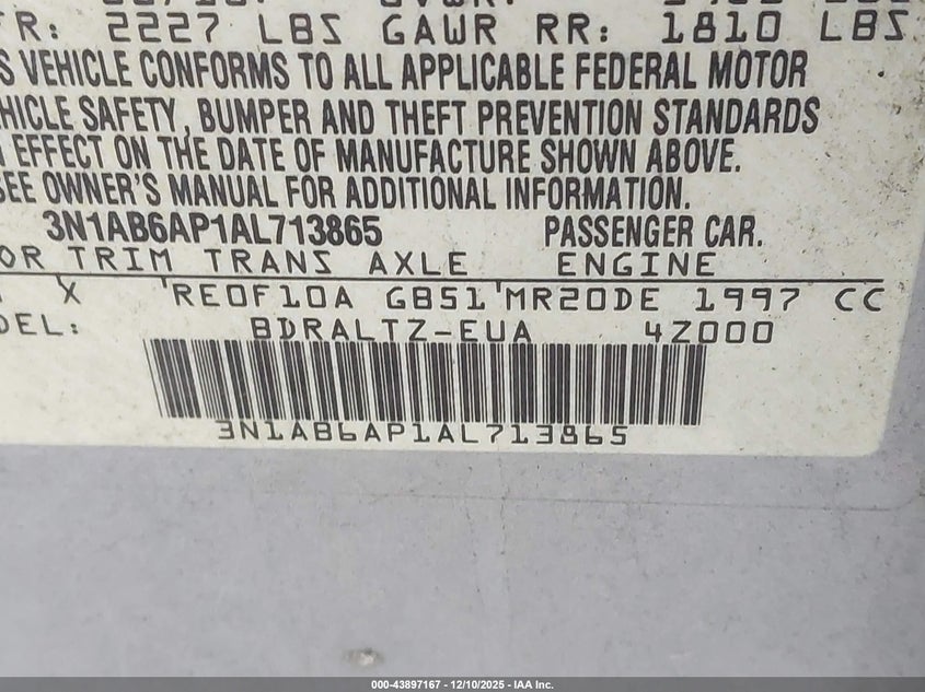 3N1AB6AP1AL713865 2010 NISSAN SENTRA photo no. 9