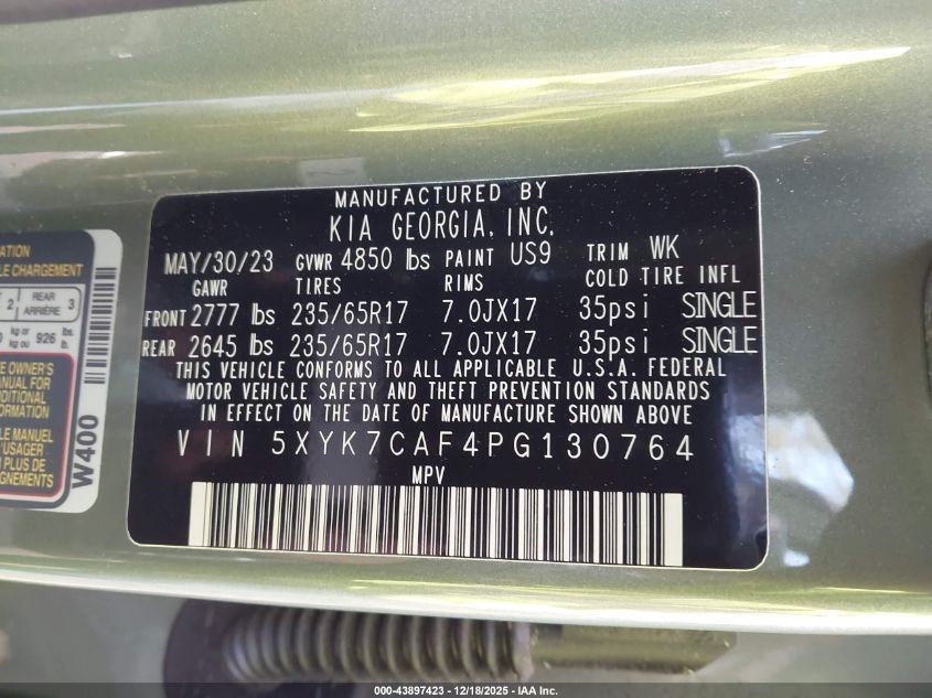 2023 Kia Sportage X-Pro Prestige VIN: 5XYK7CAF4PG130764 Lot: 43897423