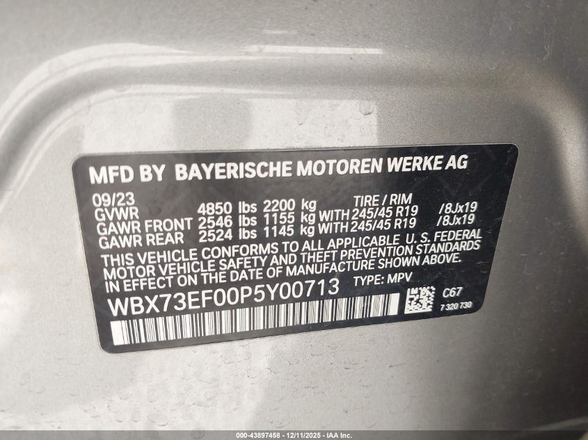 2023 BMW X1 xDrive28I VIN: WBX73EF00P5Y00713 Lot: 43897458