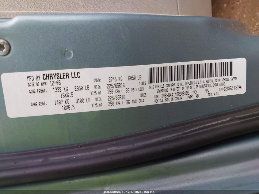 2009 Volkswagen Routan S VIN: 2V8HW44149R608199 Lot: 43897678