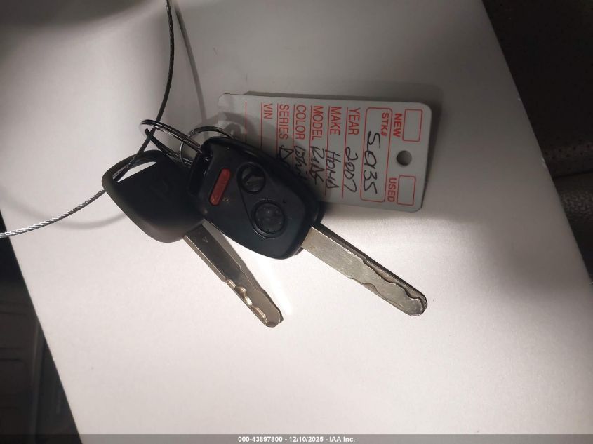 2007 Honda Ridgeline Rtl VIN: 2HJYK16527H542109 Lot: 43897800