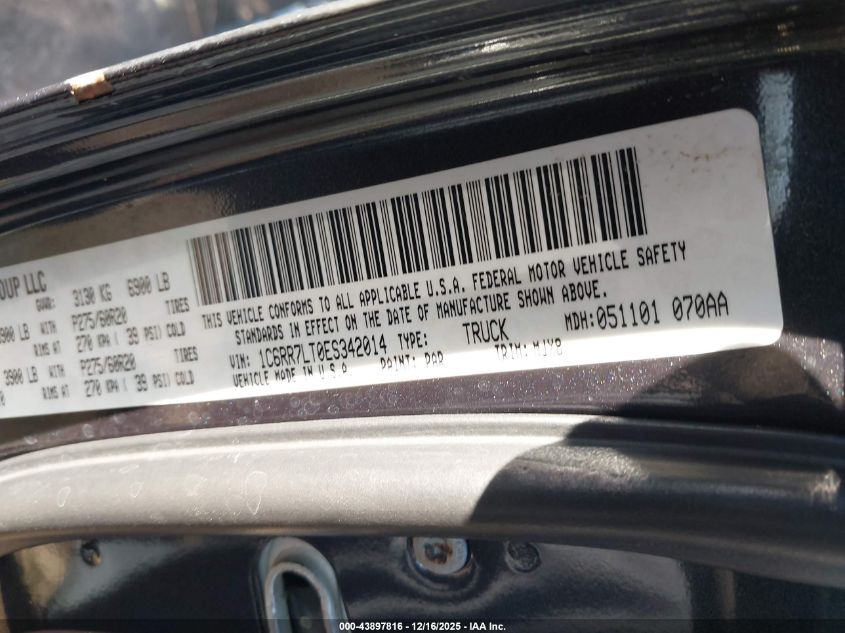 2014 Ram 1500 Big Horn VIN: 1C6RR7LT0ES342014 Lot: 43897816