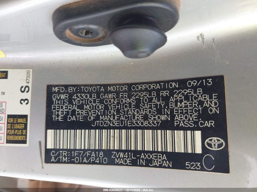 2014 Toyota Prius V Three VIN: JTDZN3EU1E3308337 Lot: 43898023