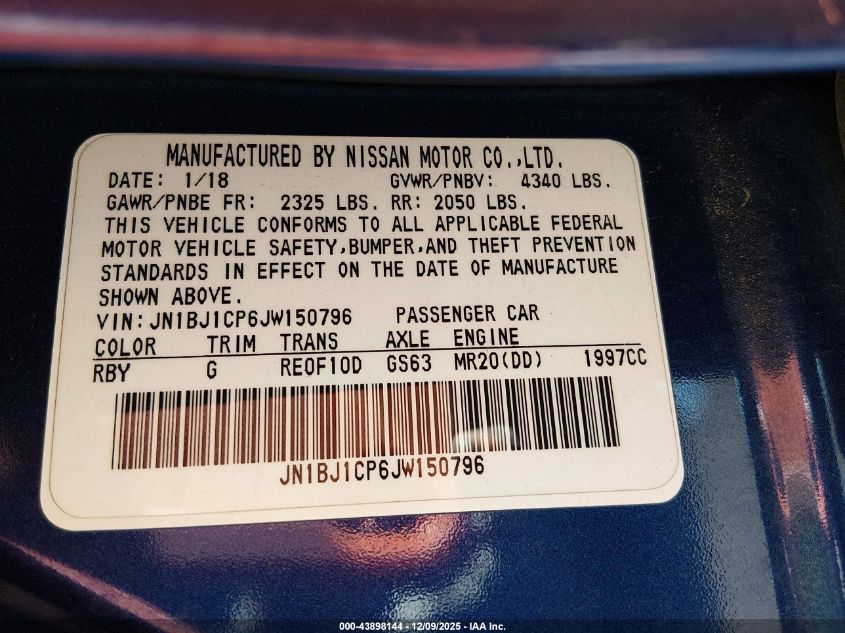 2018 Nissan Rogue Sport S VIN: JN1BJ1CP6JW150796 Lot: 43898144