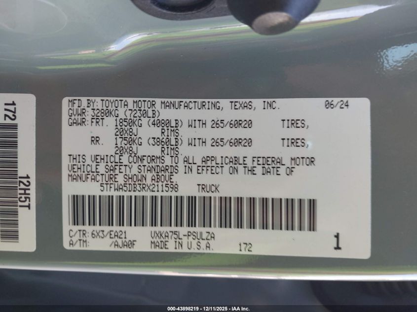 2024 Toyota Tundra - 5TFWA5DB3RX211598