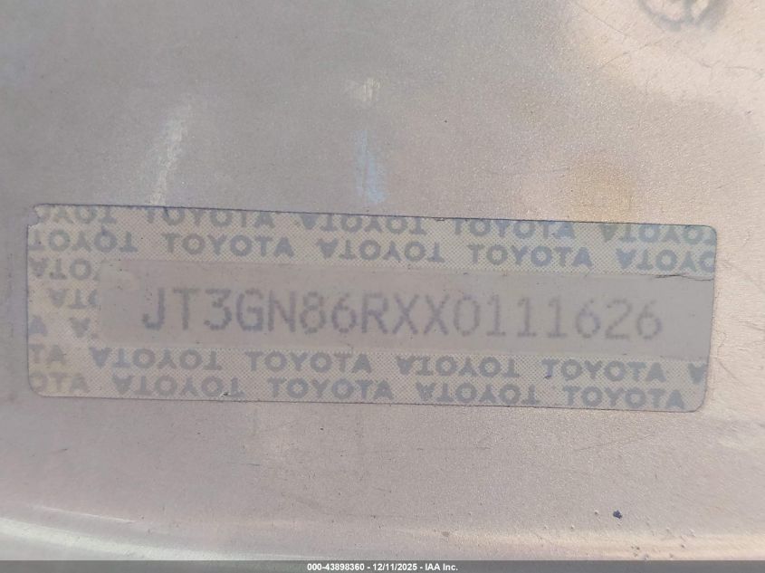 1999 Toyota 4Runner Sr5 V6 VIN: JT3GN86RXX0111626 Lot: 43898360