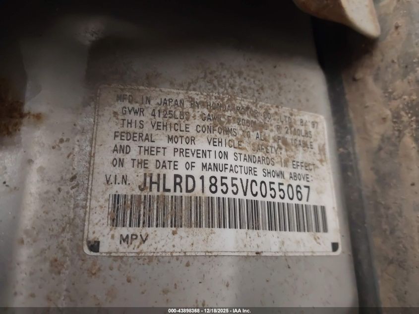 1997 Honda Cr-V VIN: JHLRD1855VC055067 Lot: 43898368