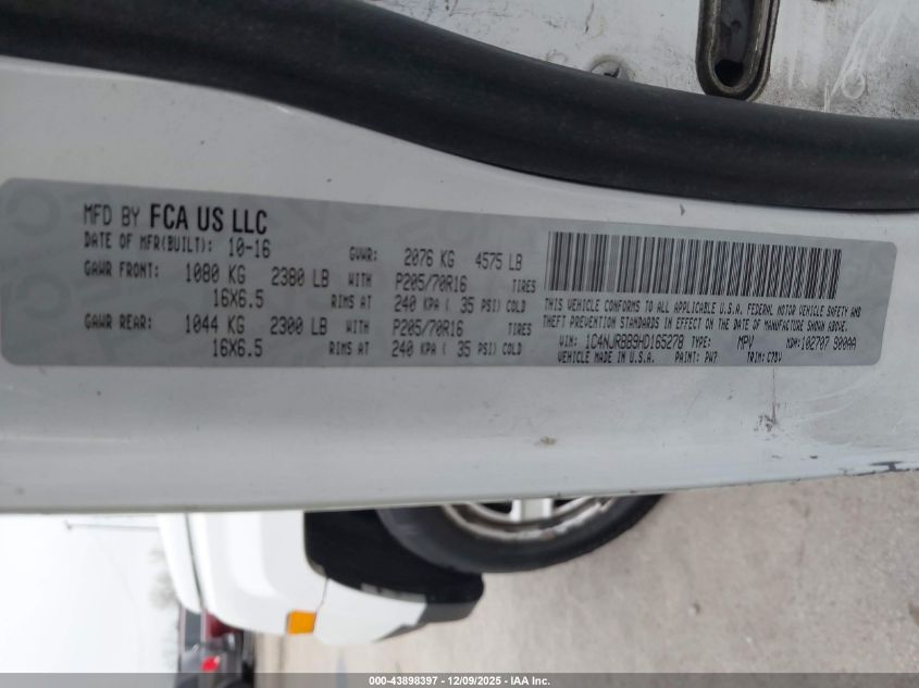 2017 Jeep Patriot Sport 4X4 VIN: 1C4NJRBB9HD165278 Lot: 43898397