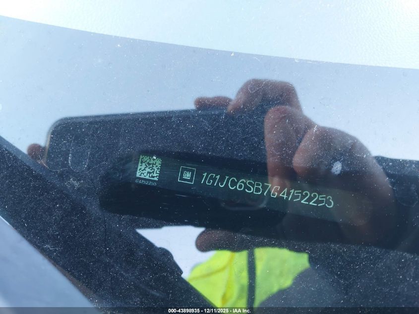 2016 Chevrolet Sonic Lt Auto VIN: 1G1JC6SB7G4152253 Lot: 43898935