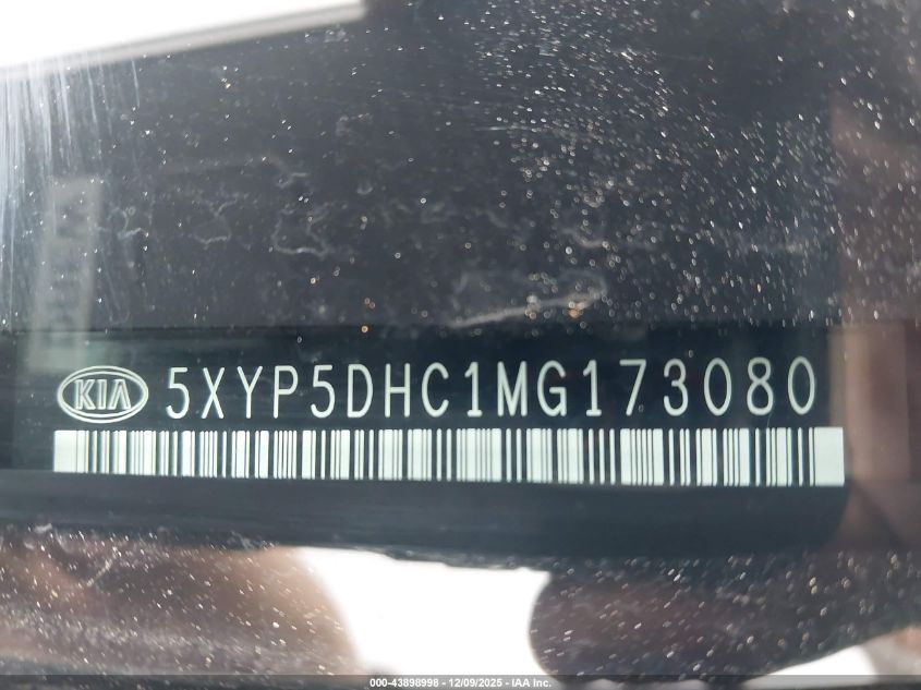 2021 Kia Telluride Sx VIN: 5XYP5DHC1MG173080 Lot: 43898998