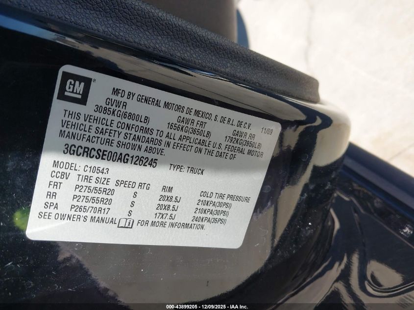 2010 Chevrolet Silverado 1500 Lt VIN: 3GCRCSE00AG126245 Lot: 43899205