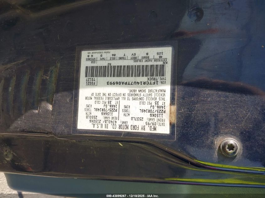 1996 Ford Ranger Super Cab VIN: 1FTCR14U7TPA06993 Lot: 43899267