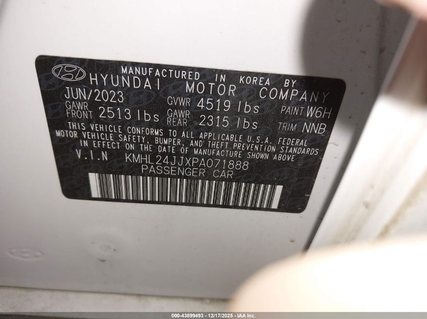 2023 Hyundai Sonata Hybrid Blue VIN: KMHL24JJXPA071888 Lot: 43899493