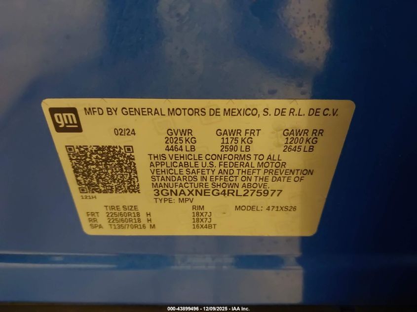 2024 Chevrolet Equinox Fwd Premier VIN: 3GNAXNEG4RL275977 Lot: 43899496