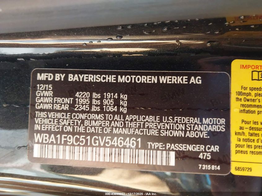 2016 BMW 228I VIN: WBA1F9C51GV546461 Lot: 43899953