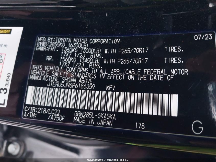 2023 Toyota 4Runner Trd Off Road Premium VIN: JTERU5JR6P6186359 Lot: 43899973