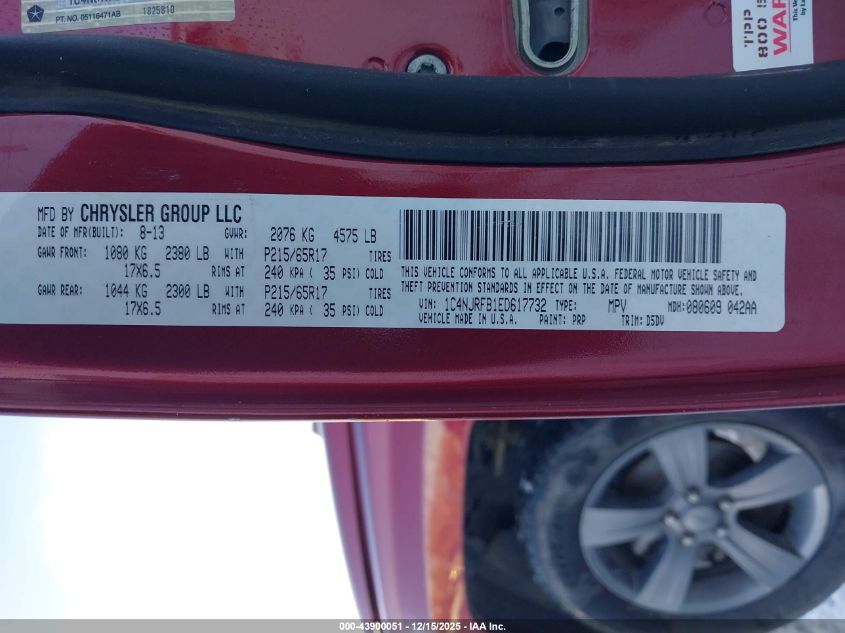 2014 Jeep Patriot Latitude VIN: 1C4NJRFB1ED617732 Lot: 43900051