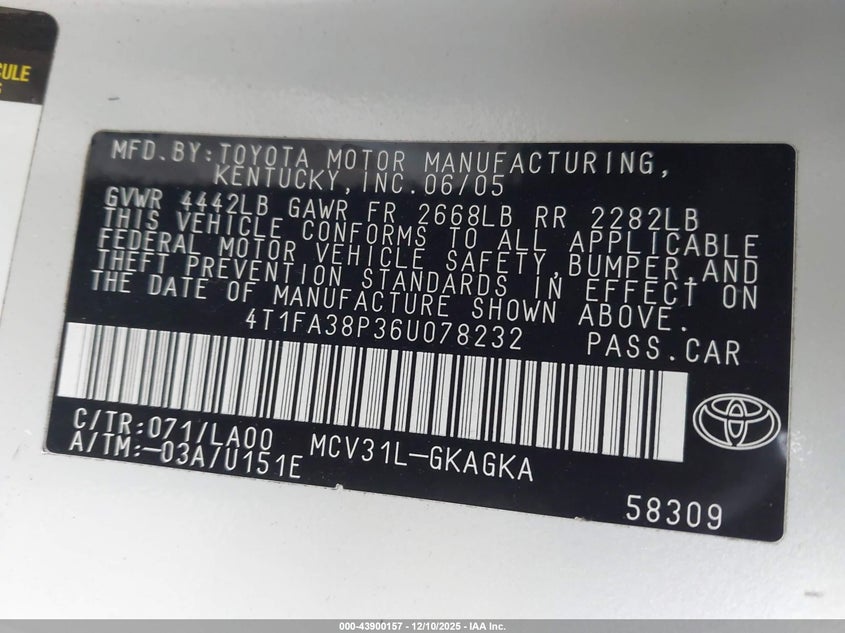 4T1FA38P36U078232 2006 TOYOTA CAMRY SOLARA photo no. 9