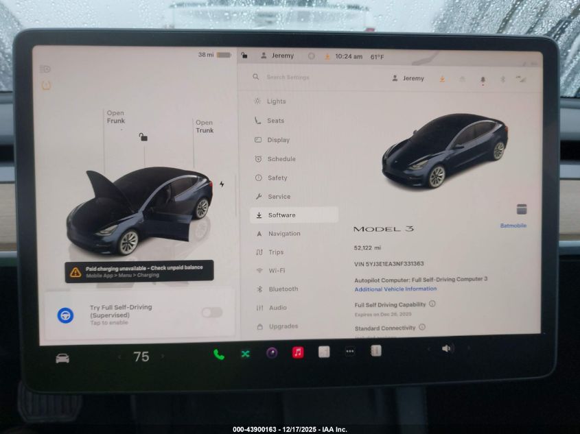 2022 Tesla Model 3 Rear-Wheel Drive VIN: 5YJ3E1EA3NF331363 Lot: 43900163