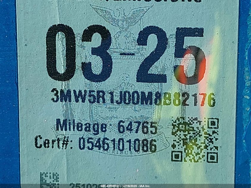 2021 BMW 330I VIN: 3MW5R1J00M8B82176 Lot: 43900181