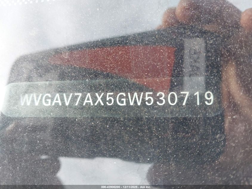 2016 Volkswagen Tiguan Se VIN: WVGAV7AX5GW530719 Lot: 43900200