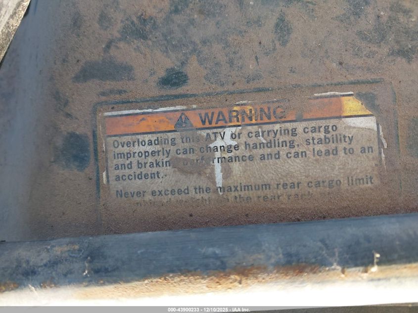 2002 Honda Trx450 Fe VIN: 478TE224824329012 Lot: 43900233