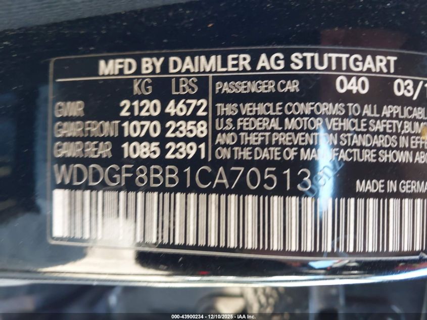 2012 Mercedes-Benz C 300 Sport 4Matic VIN: WDDGF8BB1CA705131 Lot: 43900234