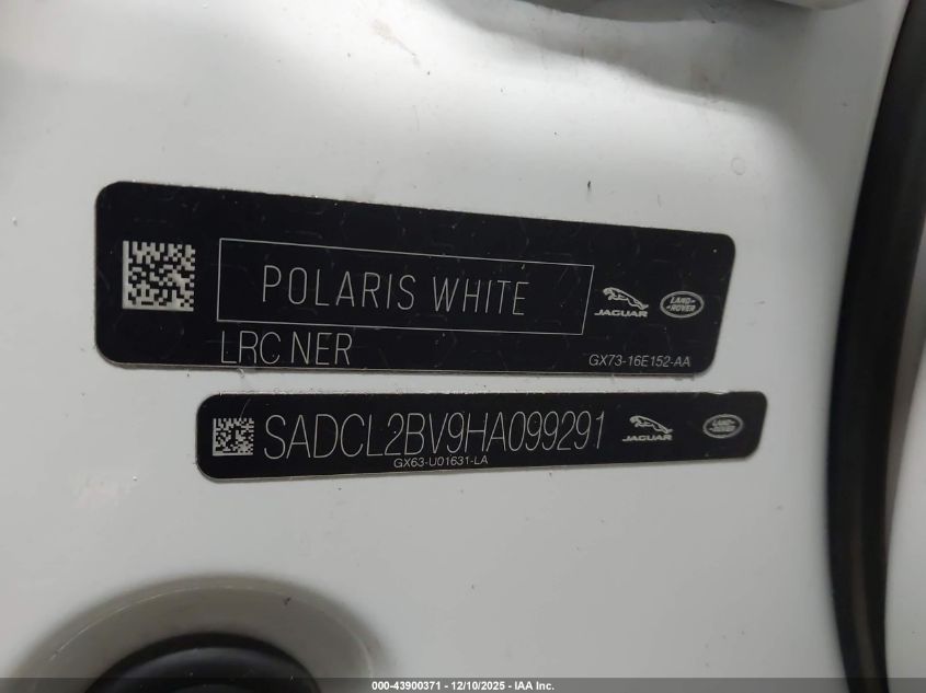 2017 Jaguar F-Pace 35T R-Sport VIN: SADCL2BV9HA099291 Lot: 43900371