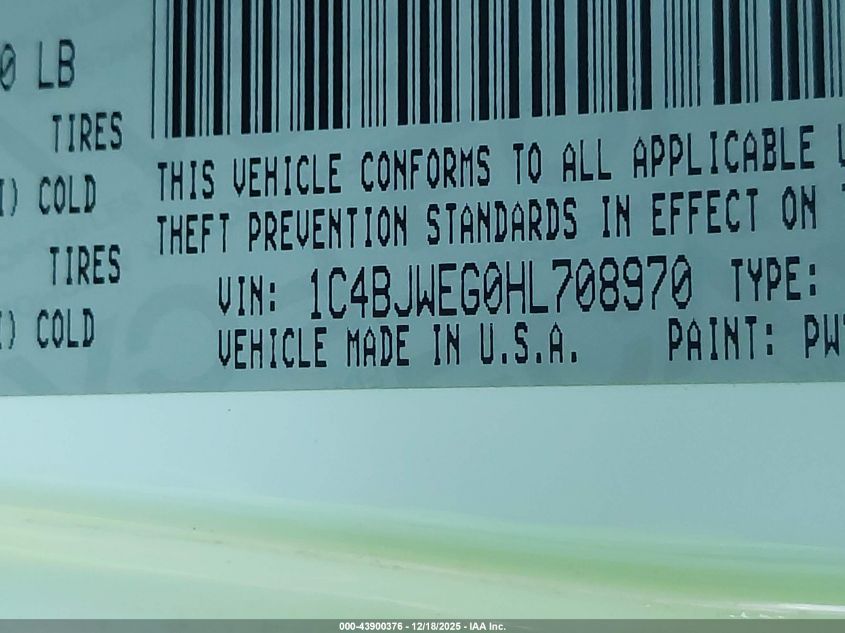 2017 Jeep Wrangler Unlimited Smoky Mountain 4X4 VIN: 1C4BJWEG0HL708970 Lot: 43900376