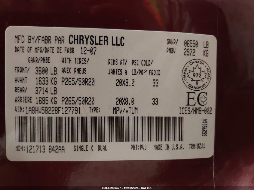 1A8HW58228F127791 2008 CHRYSLER ASPEN photo no. 9